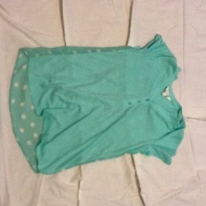 See through blue turquoise 3 buttoned shirt